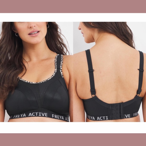 NWT $85 Freya Active [ 30DDD US ] Dynamic Wireless Sports Bra Black‎ Leopard - Picture 1 of 12